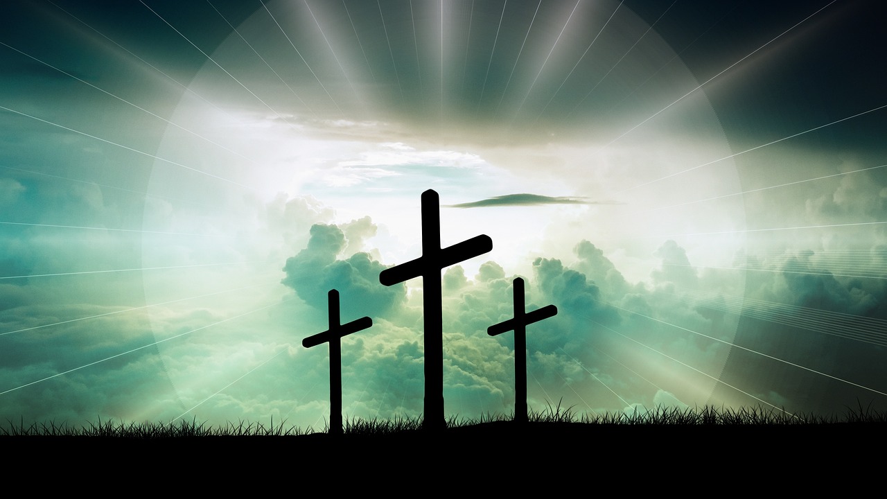 crosses, clouds, faith, christ, god, jesus, sun, light, nature, sky, crucifixion, resurrection, bible, christianity, church, easter, religion